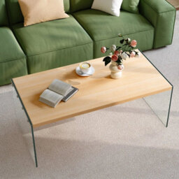 Modern Rectangular Floating Coffee Table Clear Center Table Tempered Glass Legs - thumbnail 3