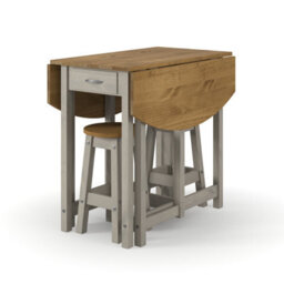 Core Products Corona Grey Oval Breakfast Drop Leaf Gateleg Table And 2 Stool Set, H84.0Cm X W89.0Cm X L114.0Cm - thumbnail 2