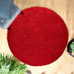 Bravich Bright Red Shaggy Rug 120Cm Circle (4') - thumbnail 2