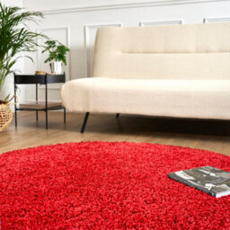 Bravich Bright Red Shaggy Rug 120Cm Circle (4') - thumbnail 5