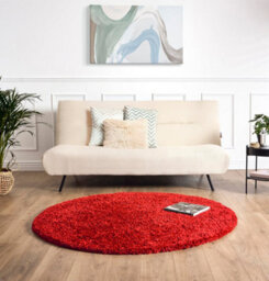 Bravich Bright Red Shaggy Rug 120Cm Circle (4') - thumbnail 4