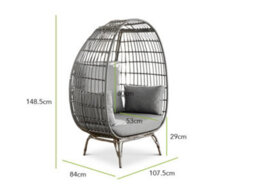 Furniturebox Egg Chair Grey Rattan Garden Egg Chair In Resin Rattan For Outdoors & Thick Cushions - Garden Egg Chair & Patio Chair - thumbnail 9