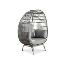 Furniturebox Egg Chair Grey Rattan Garden Egg Chair In Resin Rattan For Outdoors & Thick Cushions - Garden Egg Chair & Patio Chair - thumbnail 3