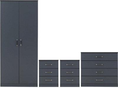 Seconique Dakota 2 Door Wardrobe Bedroom Set -Dark Grey - image 1