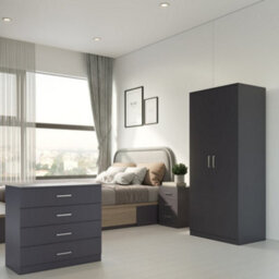 Seconique Dakota 2 Door Wardrobe Bedroom Set -Dark Grey - thumbnail 2