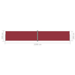 Berkfield Retractable Side Awning Red 200X1200 Cm - thumbnail 8