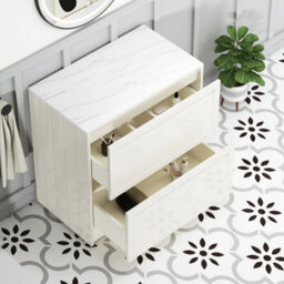 Royal Bathrooms Royal Bathroom Elmore 800mm Classic White Freestanding Countertop Bathroom Vanity Unit 2 Drawer With Elva Basin - thumbnail 6