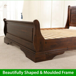 The Furniture Market French Solid Hardwood 4Ft 6In Double Mahogany Stained Sleigh Bed - thumbnail 6
