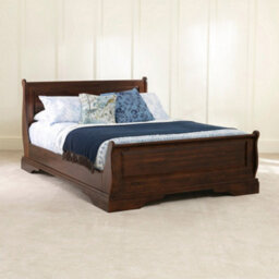 The Furniture Market French Solid Hardwood 4Ft 6In Double Mahogany Stained Sleigh Bed - thumbnail 3