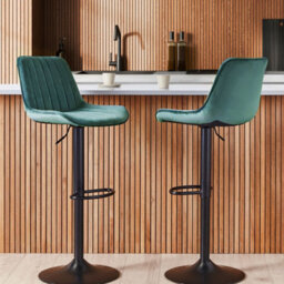 Wyld and Coco Emerald Green Armless Swivel Bar Stools Set Of 2, Adjustable Height 88-109 Cm - thumbnail 2
