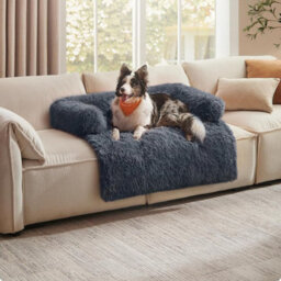 Roomy Dog Sofa Bed, Calming Pet Lounger, Extra Large Comfort For Medium To Large Dogs, Dark Grey