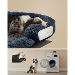 Songmics Roomy Dog Sofa Bed, Calming Pet Lounger, Extra Large Comfort For Medium To Large Dogs, Dark Grey - thumbnail 3