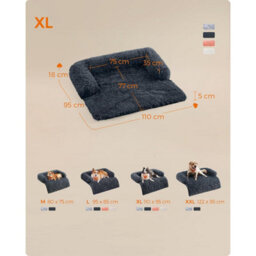 Songmics Roomy Dog Sofa Bed, Calming Pet Lounger, Extra Large Comfort For Medium To Large Dogs, Dark Grey - thumbnail 2
