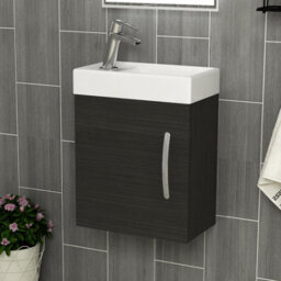 Royal Bathrooms Como 400mm Cloakroom Floor Standing Vanity Sink Unit Indigo Grey Gloss - 1 Door