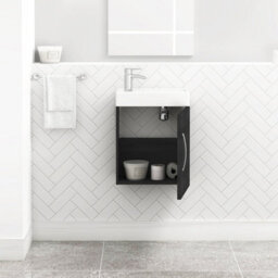 Royal Bathrooms Como 400mm Cloakroom Floor Standing Vanity Sink Unit Indigo Grey Gloss - 1 Door - thumbnail 7