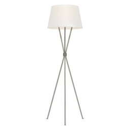 Elegant White Shade Floor Lamp With Polished Nickel Finish And Led Bulb