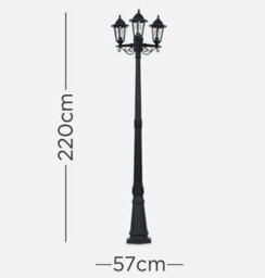 Vintage Style 3 Way Led Outdoor Garden Lamp Post Coach Lighting Lantern Ip44 - thumbnail 3