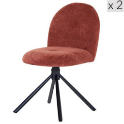 Nordlys Set Of 2 Scandinavian Swivel Dining Chairs Metal In Terracotta Fabric Modern Design Style Dining Room - thumbnail 1