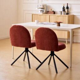Nordlys Set Of 2 Scandinavian Swivel Dining Chairs Metal In Terracotta Fabric Modern Design Style Dining Room - thumbnail 5