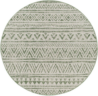 Livabliss Round Eagean-Global Green Ivory Off-White In- & Outdoor Rug 160 X 160 Cm Easy Care, Non Shedding - image 1