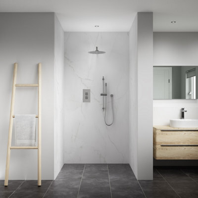 Splashwall Elite 3 Panel Mpc Wall Panel Kit (L)2420mm (W)1200mm - Frost Marble - image 1