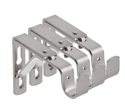 Lister Cartwright 19mm Curtain Pole Ends Brackets With Adjustable Screws Metal Finish (Pack Of 3)