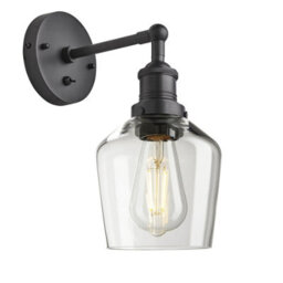 Industville Brooklyn Glass Schoolhouse Wall Light - 5.5 Inch, Clear Glass Schoolhouse - 5.5 Inch, Pewter Wall Holder