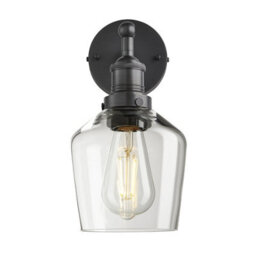 Industville Brooklyn Glass Schoolhouse Wall Light - 5.5 Inch, Clear Glass Schoolhouse - 5.5 Inch, Pewter Wall Holder - thumbnail 2