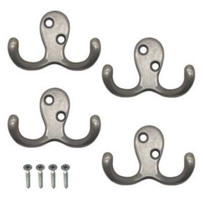 Eai Satin Double Twin Robe Hook Coat Hook - Satin Nickel - Pack Of 4 - image 1