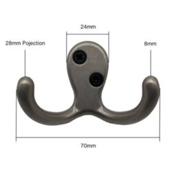 Eai Satin Double Twin Robe Hook Coat Hook - Satin Nickel - Pack Of 4 - thumbnail 3