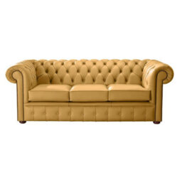 Chesterfield 3 Seater Shelly Parchment Leather Sofa Bespoke In Classic Style - thumbnail 1