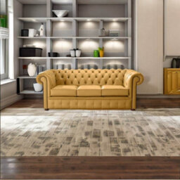 Chesterfield 3 Seater Shelly Parchment Leather Sofa Bespoke In Classic Style - thumbnail 2