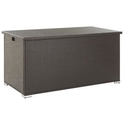 Beliani Outdoor Storage Box Brown Faux Rattan Chest 155 X 75 X 80 Cm - image 1