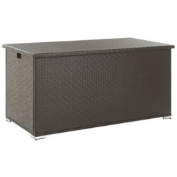 Beliani Outdoor Storage Box Brown Faux Rattan Chest 155 X 75 X 80 Cm - thumbnail 1