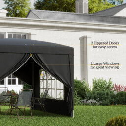 Outsunny 3X3(M) Pop Up Gazebo Canopy Marquee W/ Carry Bag, Black - thumbnail 7