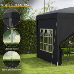 Outsunny 3X3(M) Pop Up Gazebo Canopy Marquee W/ Carry Bag, Black - thumbnail 6
