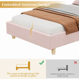 Single Upholstered Platform Bed With Storage Headboard, Usb, Type-C And Reading Light - thumbnail 9