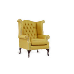 Chesterfield High Back Wing Chair Shelly Deluca Real Leather Bespoke In Queen Anne Style - thumbnail 4