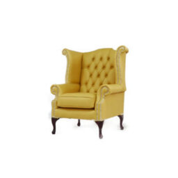 Chesterfield High Back Wing Chair Shelly Deluca Real Leather Bespoke In Queen Anne Style - thumbnail 3