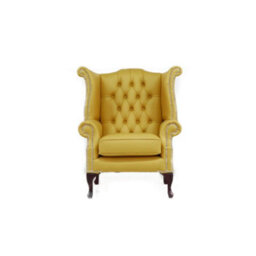 Chesterfield High Back Wing Chair Shelly Deluca Real Leather Bespoke In Queen Anne Style - thumbnail 2