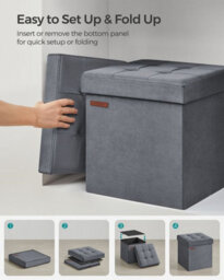 Songmics Ottoman Chest, Sturdy Storage Seat With Convenient Design, Slate Grey - thumbnail 5
