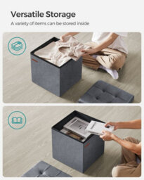 Songmics Ottoman Chest, Sturdy Storage Seat With Convenient Design, Slate Grey - thumbnail 4