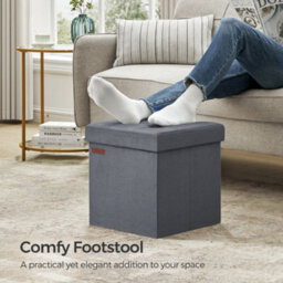 Songmics Ottoman Chest, Sturdy Storage Seat With Convenient Design, Slate Grey