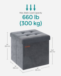Songmics Ottoman Chest, Sturdy Storage Seat With Convenient Design, Slate Grey - thumbnail 2