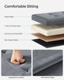 Songmics Ottoman Chest, Sturdy Storage Seat With Convenient Design, Slate Grey - thumbnail 3