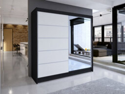 Sliding Wardrobe Talin Iii 180Cm Black Artisan Oak Finish With Mirror Black/white & Led - thumbnail 1