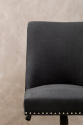Orsina Black Fabric Home Office Chair, Black Upholstery With Stud-Trim Detailing, Swivel Wooden Base With Castors - thumbnail 4