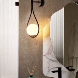 Beliani Wall Lamp, Black Iron Base With Opal Glass Shade, 22 X 15 X 45Cm - thumbnail 1
