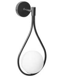 Beliani Wall Lamp, Black Iron Base With Opal Glass Shade, 22 X 15 X 45Cm - thumbnail 2