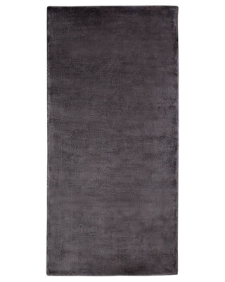 Beliani Hand-Woven Viscose And Cotton Area Rug Dark Grey Low Pile 80 X 150 Cm - image 1
